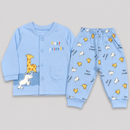 Krunchy Baby Boys Giraffe & Rhino Print T-Shirt Jogger Set | Kids Wear