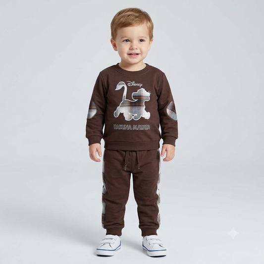 Cucumber Kids Brown Fleece Sweatshirt & Jogger Set
