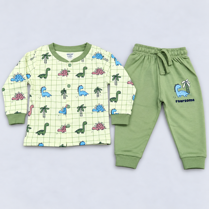 Cucumber Baby Boys Green Dinosaur Print Top & Jogger Set