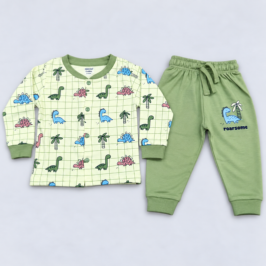 Cucumber Baby Boys Green Dinosaur Print Top & Jogger Set