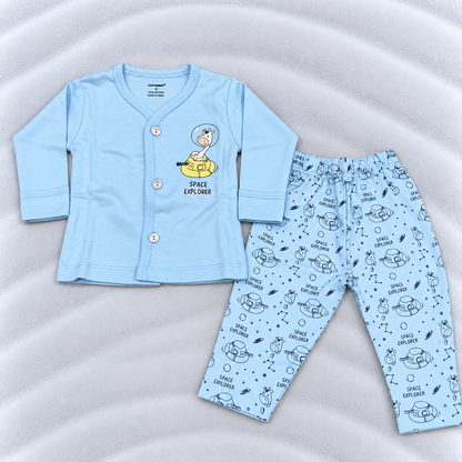 Cucumber Baby Boys Sky Blue Cotton Space Explorer T-Shirt & Pants Set