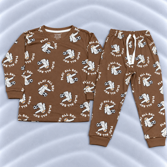 Cucumber Boys Brown Printed Sweatshirt and Jogger Pants Set