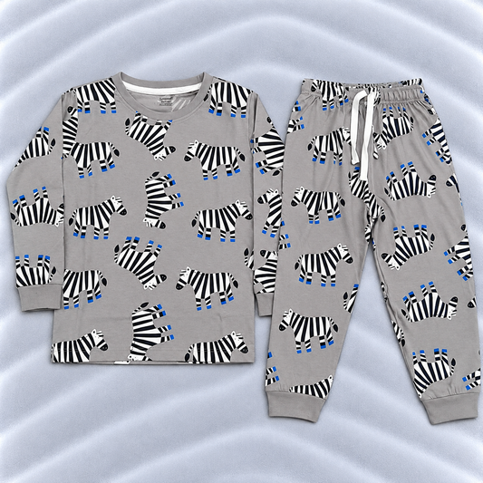 Cucumber Boys Grey Zebra Print Sweatshirt and Jogger Pants Set