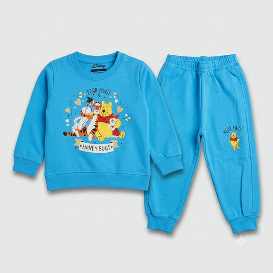 Little Blooms Kids Blue Sweatshirt and Joggers Set with Winnie the Pooh and Friends Print