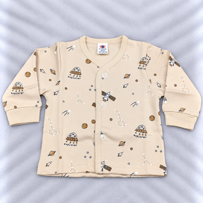 Zero Baby Cream Space Print Fleece Winter Top
