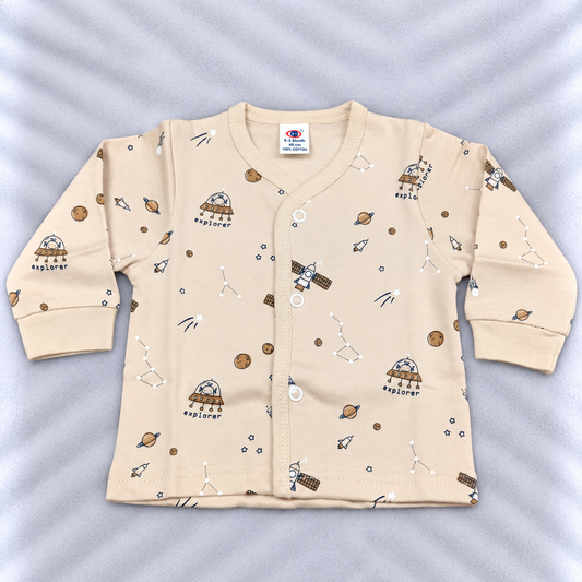 Zero Baby Cream Space Print Fleece Winter Top