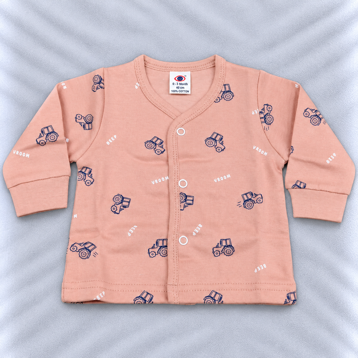 Zero Baby Pink Tractor Print Fleece Winter Top