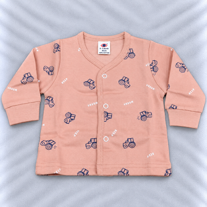 Zero Baby Pink Tractor Print Fleece Winter Top