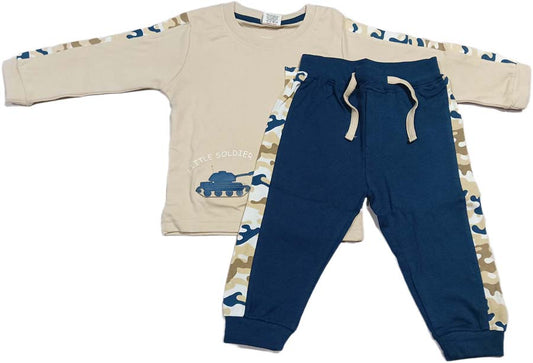 Boys Little Soldier Printed Cotton Clothing Set