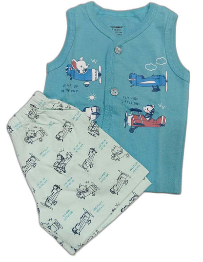 Newborn Jhabla Cotton Fly High Printed T Shirt with short
