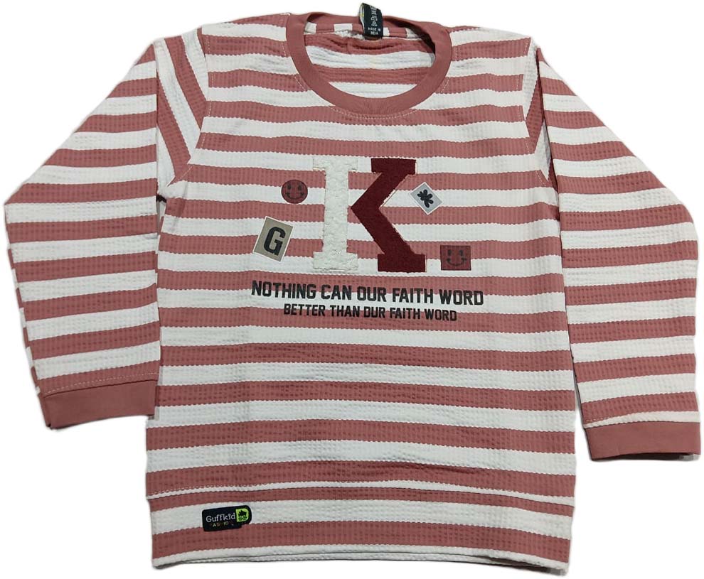 Boys Full sleeves Stripped T-Shirt with Full Pant - White