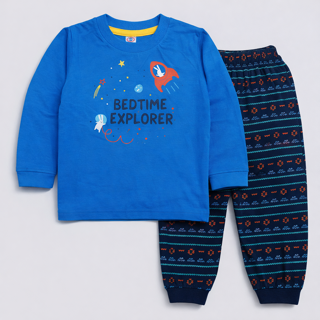 Zero Bedtime Explorer Kids Suit – Rocket Print Full Sleeve Pant  - Cutypi