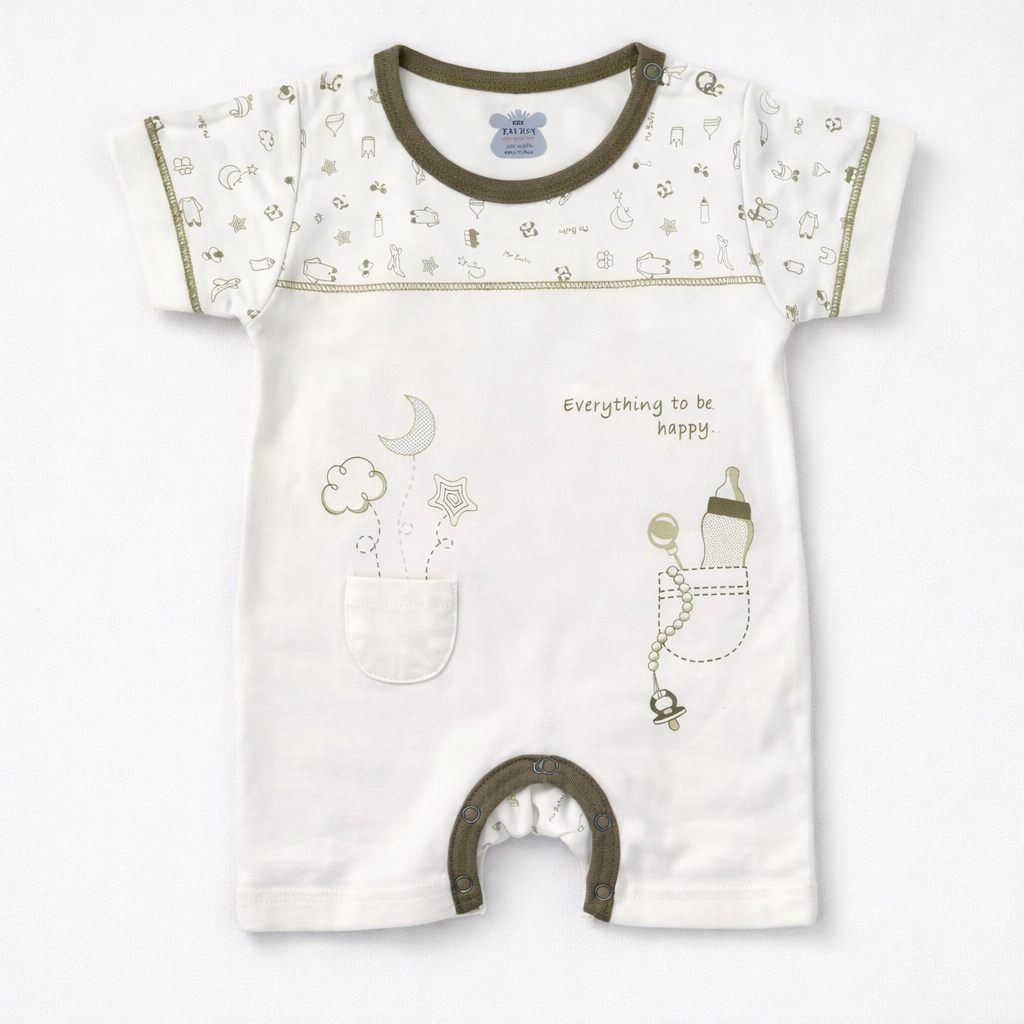 Baby Romper with Cute Print – Half Sleeve Cotton Infant Jumpsuit