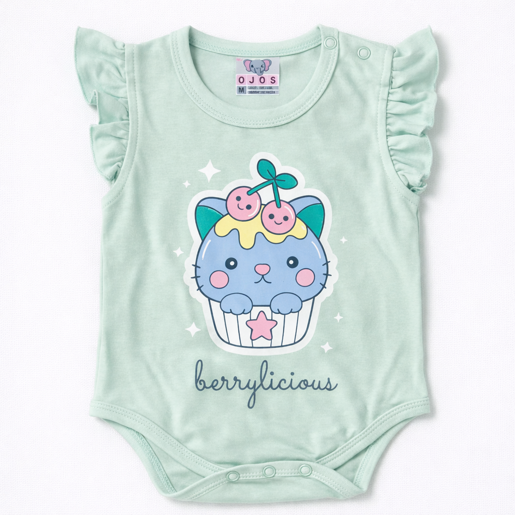 Ojas Printed Baby Girl Bodysuit with Ruffle Sleeves - Cutypi
