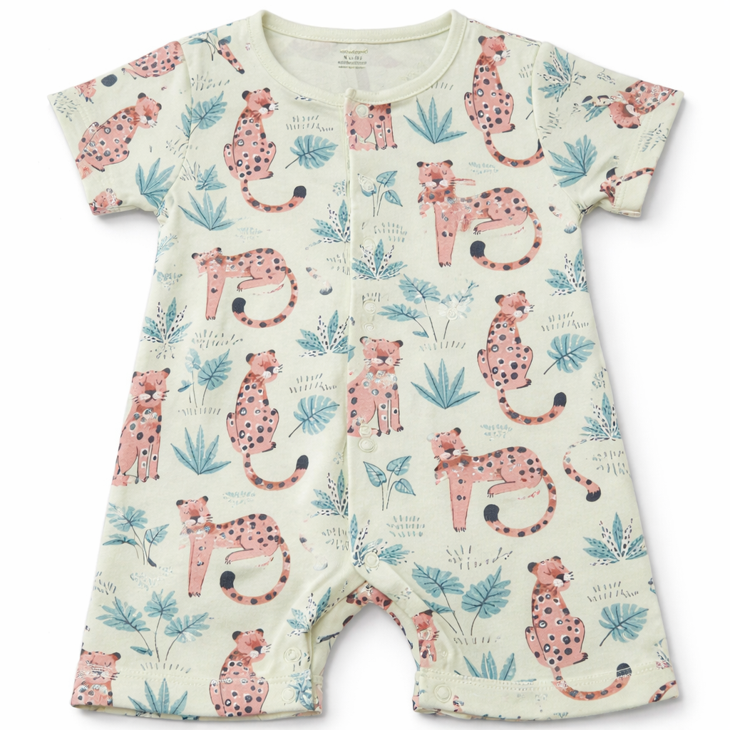 Baby Printed Half Sleeves Romper light yellow