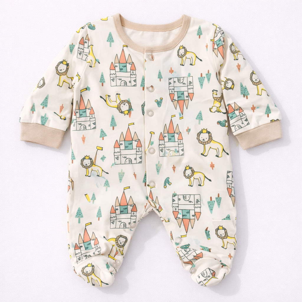 Cucumber Safari Theme Baby Cotton Full Sleeve Printed Footed Onesie - Cutypi