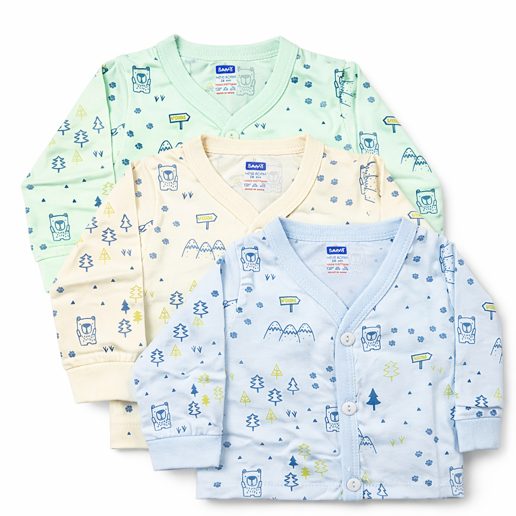 Simply Newborn baby Soft front open top with nature prints - set of 3 - Cutypi