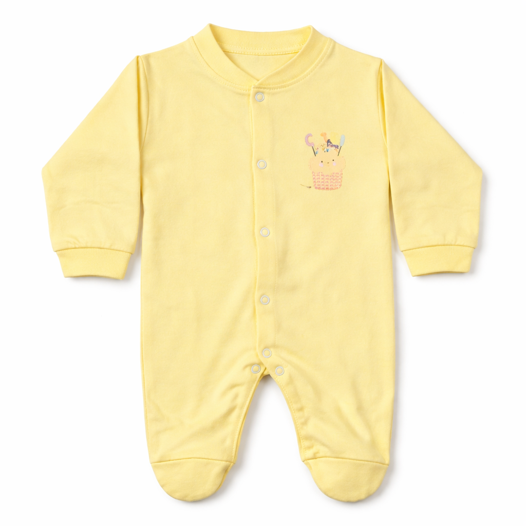 Cozy Care Full Sleeve Baby Romper with Snap Buttons – Soft Cotton Sleepsuit - Cutypi
